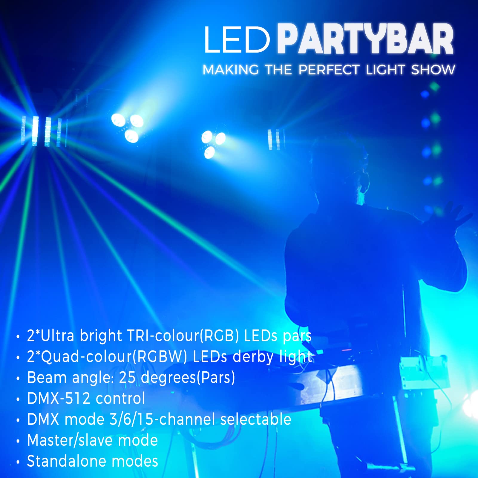 Telbum DJ Lighting Packages with Carry Bag, DJ Lights with Stand (7.5Ft) Sound Activated, DMX & Remote Control, Mobile Gig Light